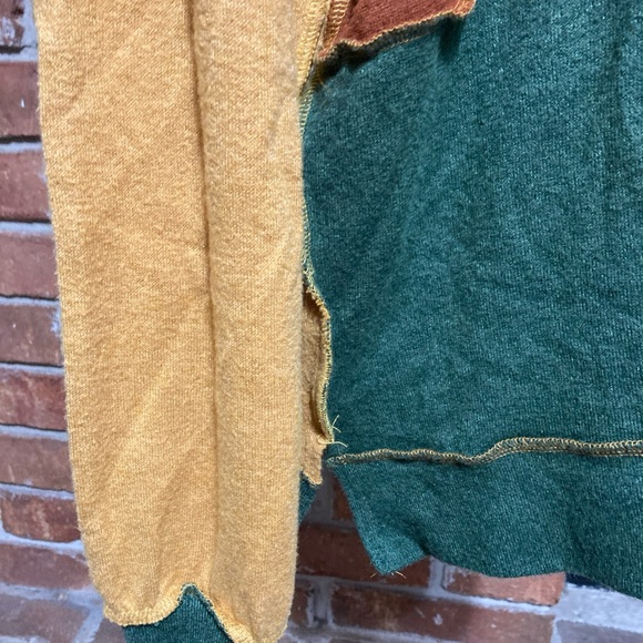 Stylish Colorblock Hoodie in Mustard, Brown, and Green - Picture 2 of 6